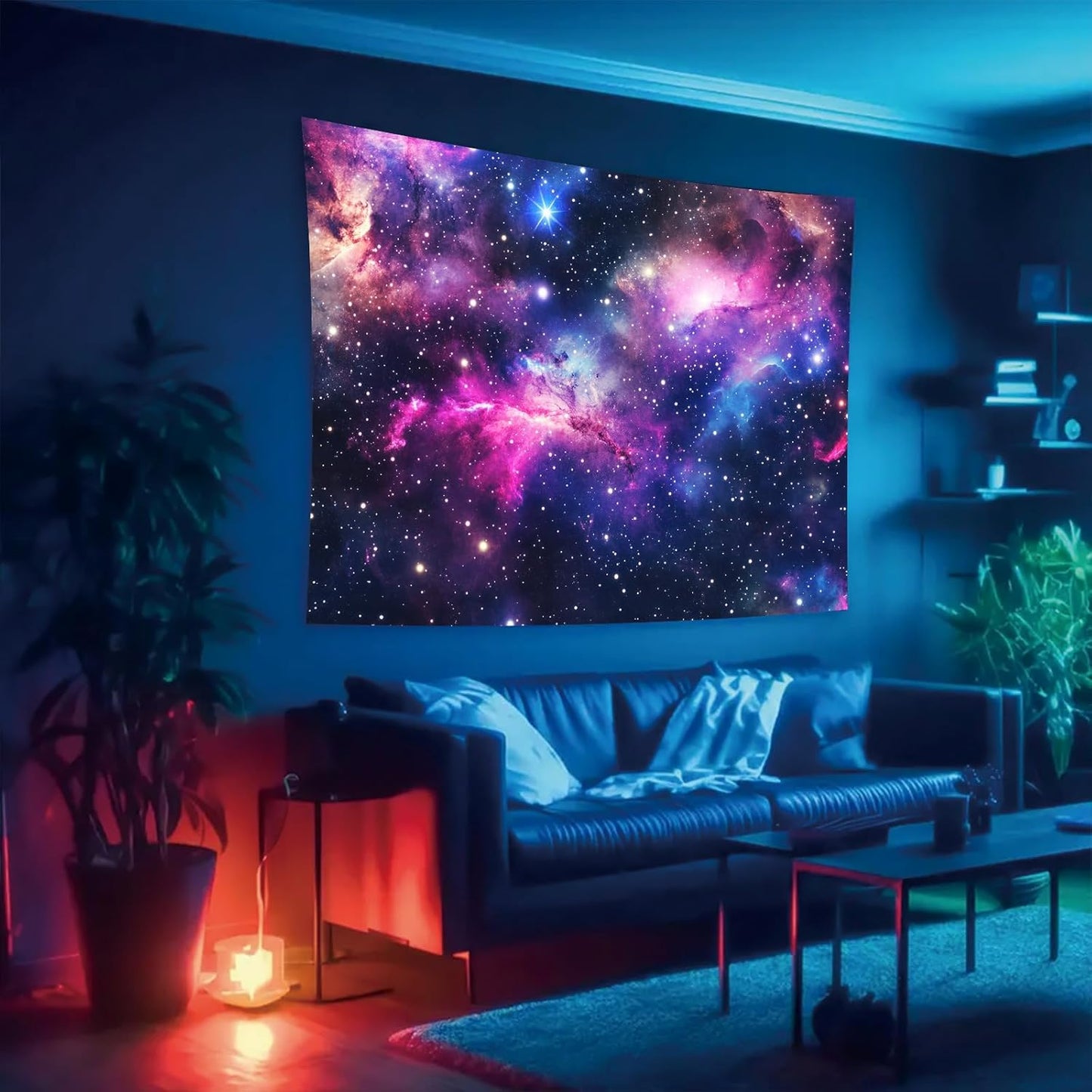 Starlit Patio Galaxy Nebula Blacklight Tapestry UV Reactive Wall Hanging Stars and Cosmic Clouds for Bedroom Dorm Living Room Glowing Universe Decor Fluorescent Trippy Poster 78 x 59 Inch