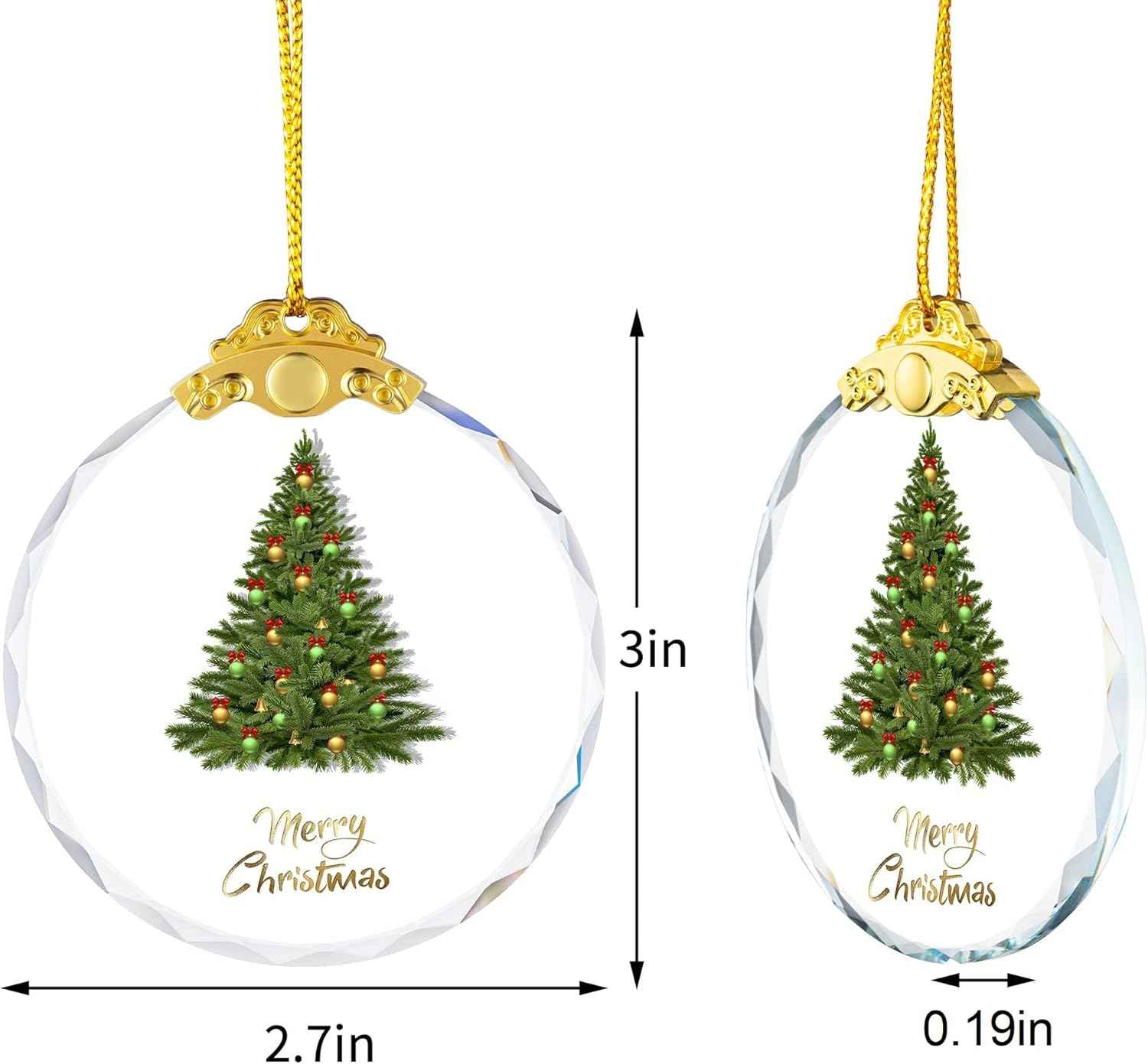 Christmas Ornaments Crystal Hanging, Christmas Tree Glass Ornament Hanging Craft Collectibles for Trees Home Party Gifts