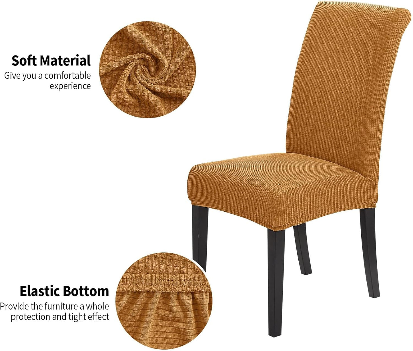 Joccun Chair Covers for Dining Room Set of 2, Dining Chair Slipcovers Stretch Dining Room Chair Covers Seat Protector,Washable Parsons Chair Cover for Home,Hotel,Banquet(Gold,2 Pack)