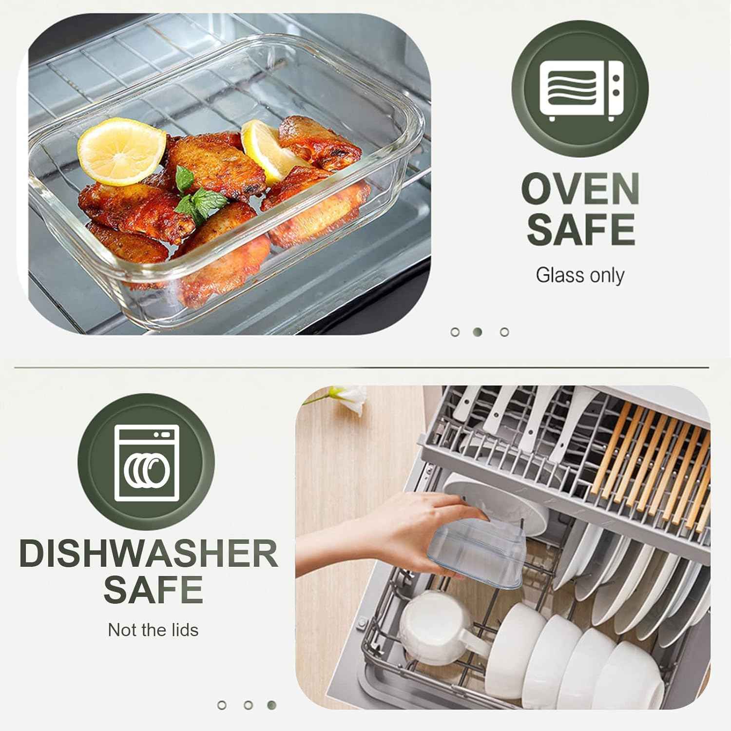 KOMUEE 30 Pieces Glass Food Storage Containers Set, Glass Meal Prep Containers Set with Snap Locking Lids, Airtight lunch Containers for Microwave, Oven, Freezer & Dishwasher,Gray