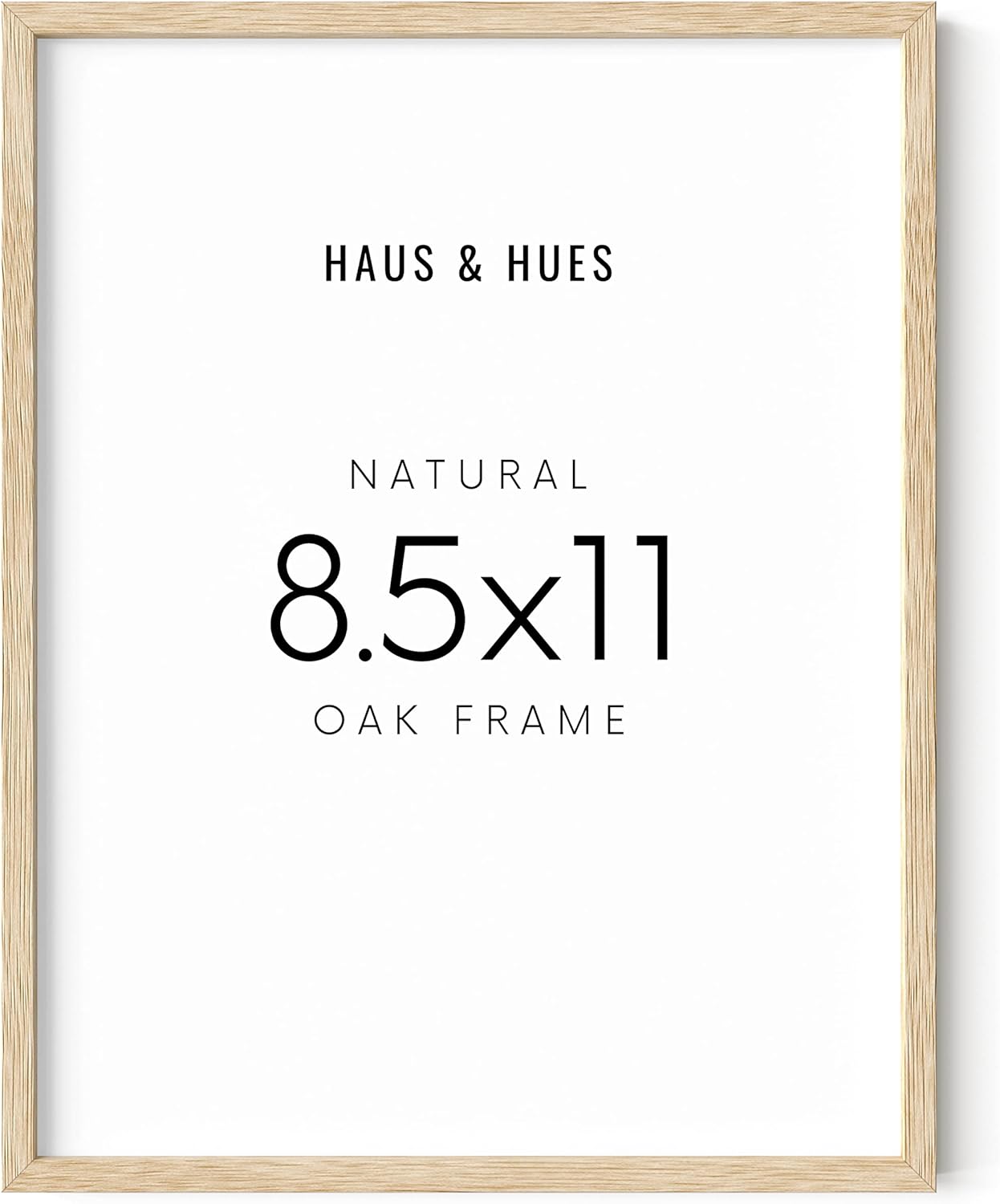 HAUS AND HUES Beige Oak Wood 8.5x11 Picture Frame - Modern Wood Wall Art Display - Lightweight 12x16 Frame for Certificates, Art Prints, Photos, Posters - Ready-to-Hang Vertically & Horizontally