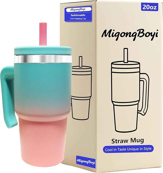 2PCS 20-OZ Insulated Water Bottle,Insulated Stainless Steel Tumbler,Reusable Cold Drink Thermos,BPA-Free, Double-Wall Stainless Steel Water Bottle (Pink Blue Gradients, 20, Fluid Ounces)