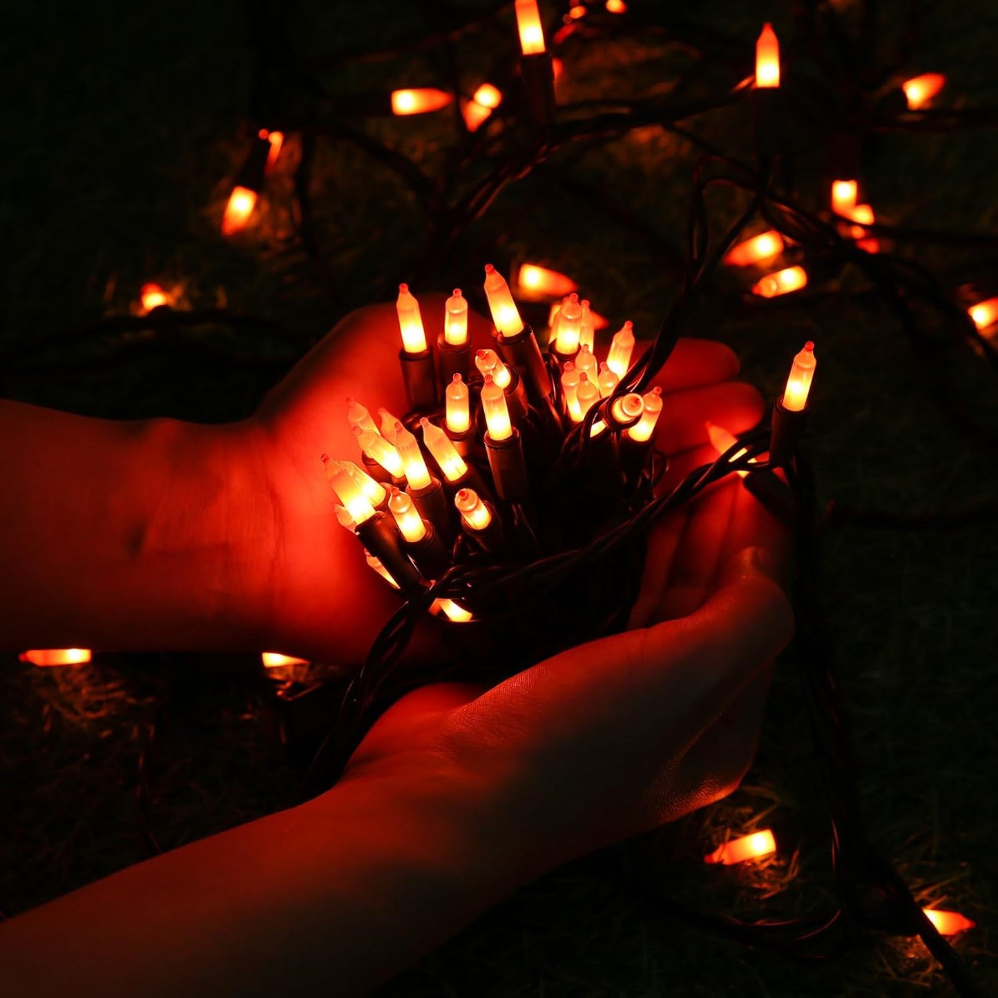 Toodour Orange Halloween Lights, 12.5ft 50 Count Incandescent Halloween String Lights, UL Certified Connectable Mini Bulbs Orange String Light for Home, Garden, Porch, Party, Indoor Decorations