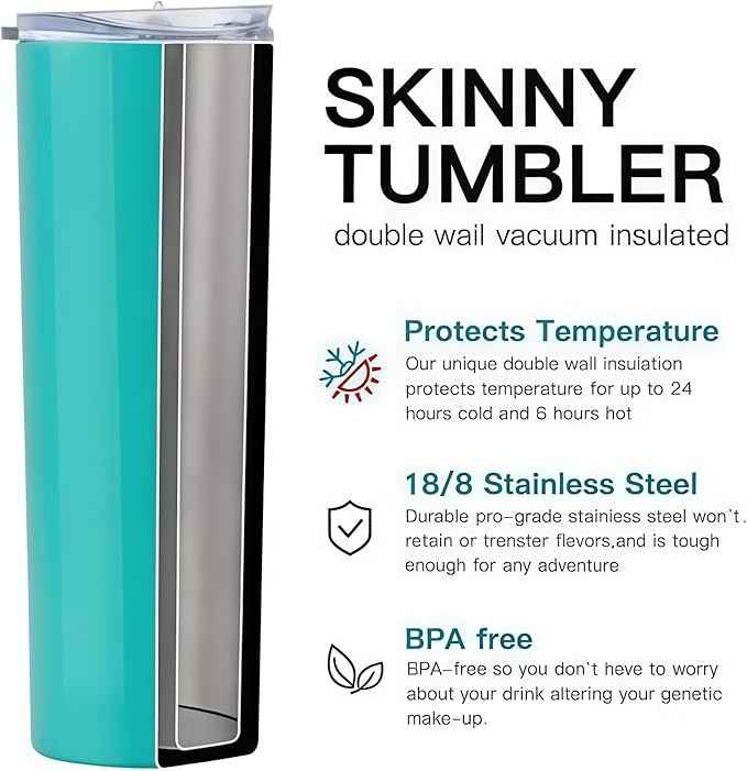 Double Wall 18/8 Stainless Steel Vacuum slim skinny tumbler with straw and lid, insulated travel mug keeping beverage cold and warm (pink, 20oz)
