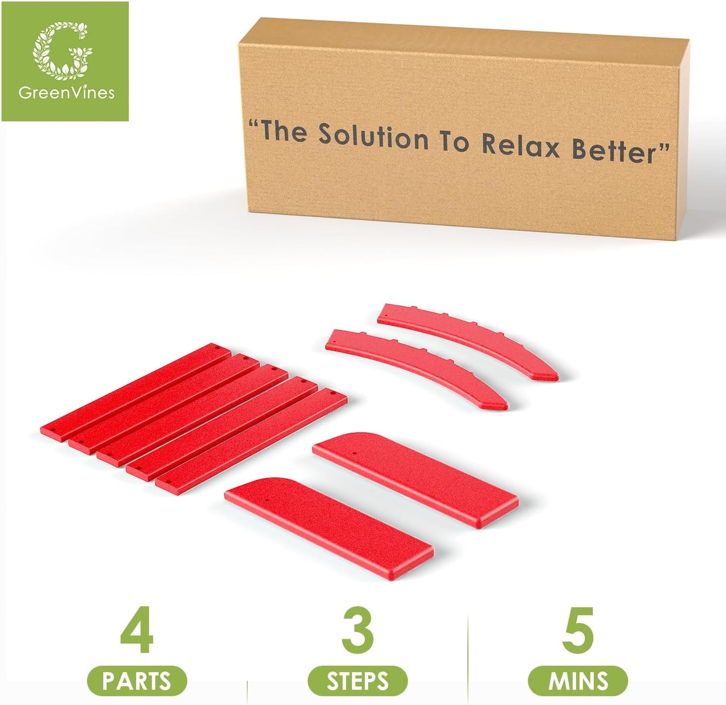 GREENVINES Adirondack-Ottoman | Set of 2 | HDPE Plastic | Outdoor Footrest | All Weather | Foot Rest | Foot Stool | Red | for Adirondack Chair | for Patio Backyard Pool