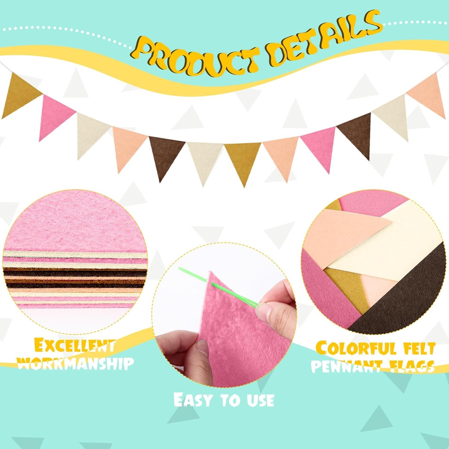 Irenare 9.8 ft Pom Pom Garland Felt Colorful Tassel Banner Christmas Party Pompoms Garland Decorations Felt Pennant Banner for Classroom Home Mantel Fireplace Birthday(Boho Color)