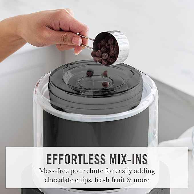 Martha Stewart Ice Cream Maker, 2 Quart Double-Insulated Freezer Bowl, Sorbet & Frozen Yogurt, Ready in 20 Minutes, Mix-Ins Chute, Easy to Clean, Caviar Gray