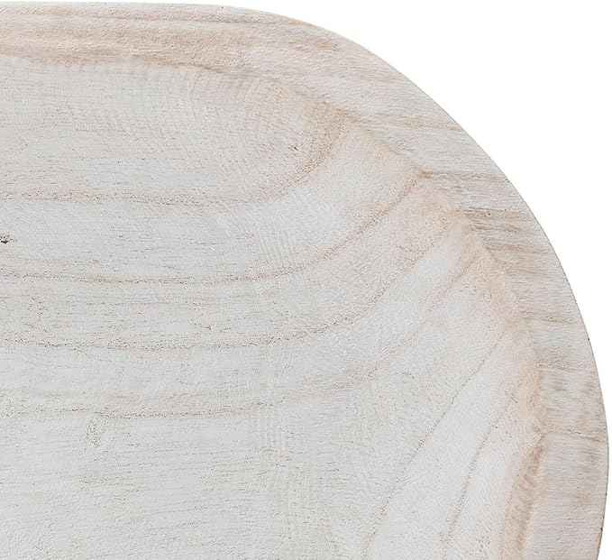 Bloomingville Hand-Carved Paulownia Wood Bowl with Whitewashed Finish