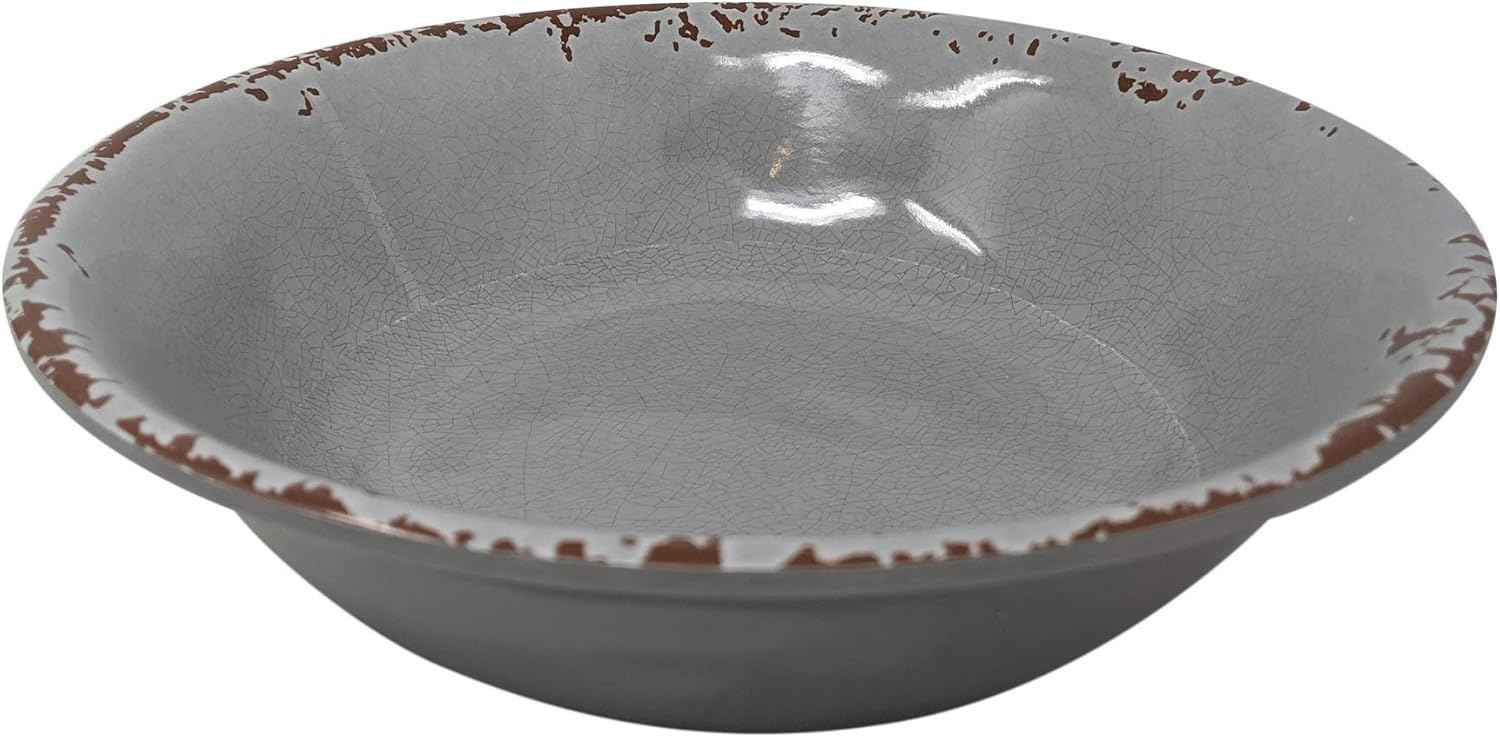 Gianna's Home 12 Piece Rustic Farmhouse Melamine Dinnerware Set, Service for 4 (Gray)