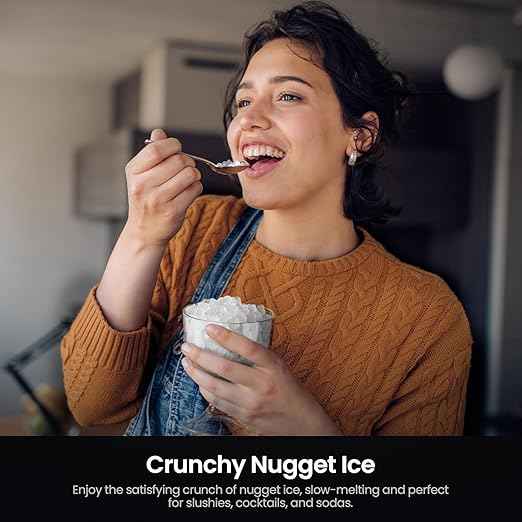Kismile Nugget Ice Makers Countertop,Portable Ice Machine with Crushed Ice, 35lbs/Day,Self-Cleaning,One-Click Operation for Home Use(Silver)