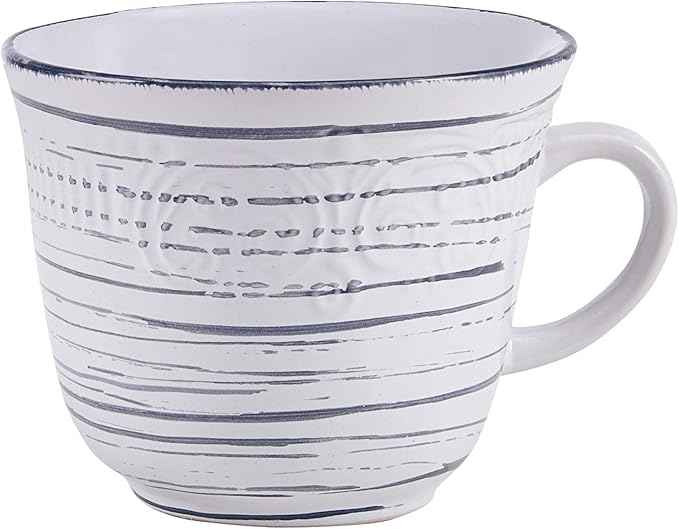 Pfaltzgraff Isabella 16-Piece Stoneware Dinnerware Set, Service for 4 - Handpainted Unique Glazed Finish - Includes Dinner Plates, Salad Plates, Bowls, Mugs - Dishwasher & Microwave Safe (Gray)