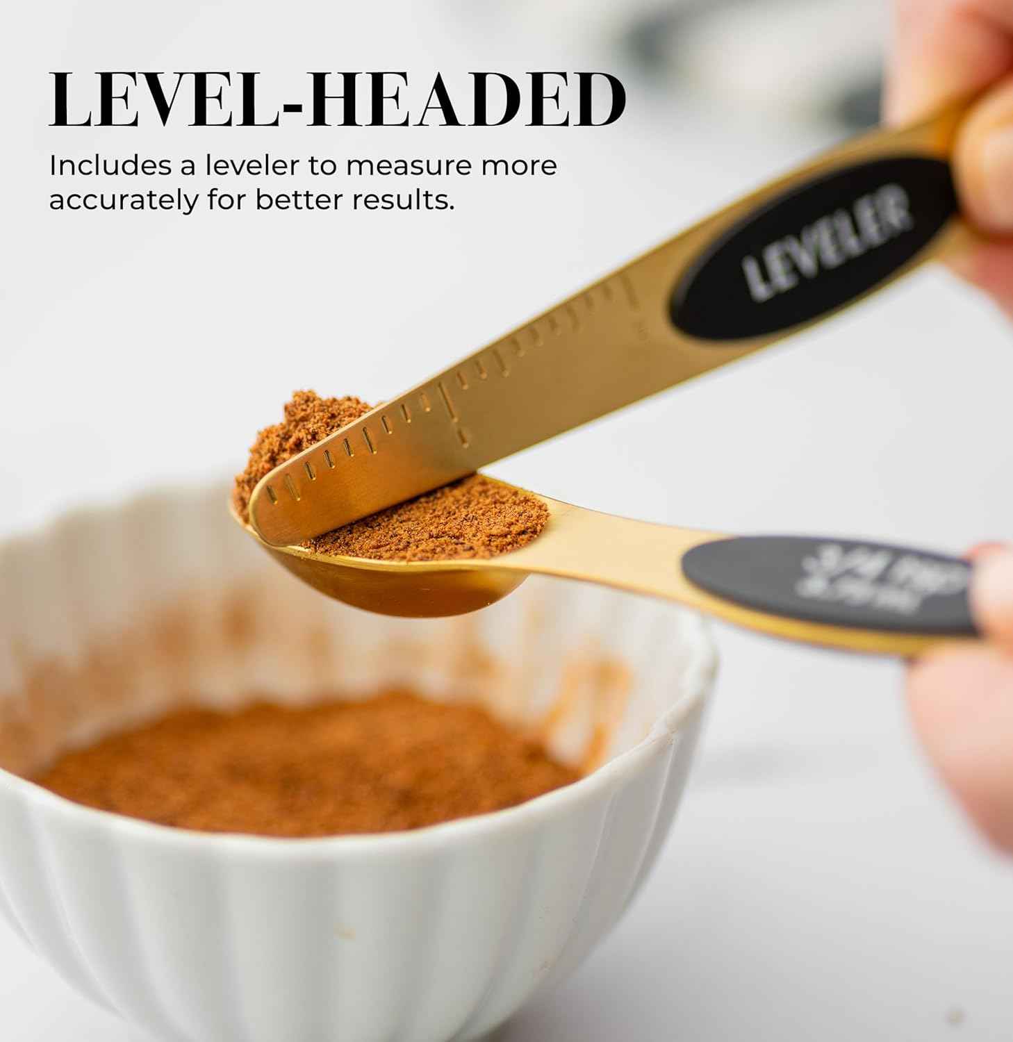 Magnetic Measuring Spoons Set – Stainless Steel Gold Measuring Spoons for Cooking and Baking – Cute and Durable Gold Kitchen Accessories - Great for Gifting