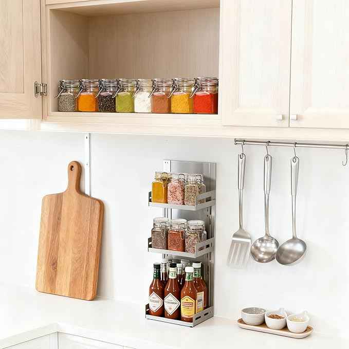 ComSaf Set of 6 Square Glass Spice Jars with Airtight Lids (4 Oz), Mini Favor Jars with Wire Clamp for Honey, Herbs & Farmhouse Kitchen Pantry Organization, with Funnel & Labels