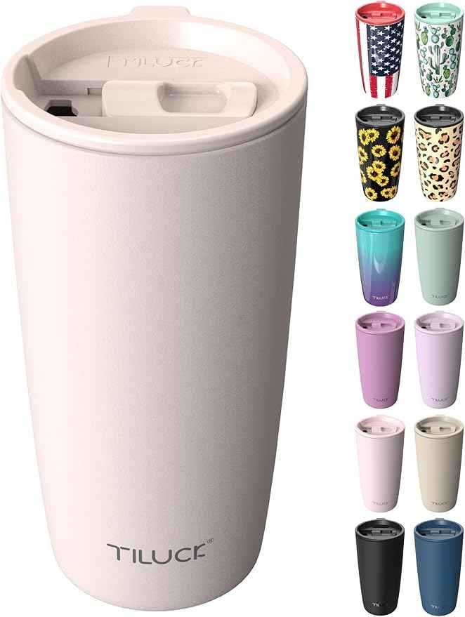 TILUCK 20 oz Insulated Tumbler with BPA-Free Lid, Stainless Steel Vacuum Travel Coffee Mug, Double Wall Coffee Tumbler（20oz，Matte SakuraPink）