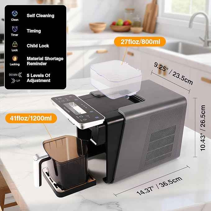 Slushie Machine, 4 IN 1 Shaved lce Machine & Slushie Machine & lce Cream Maker & Frozen Drink Machine, No Sugar Content Requirements, No Ice Needed, Auto-Clean, Perfect for Family, Parties