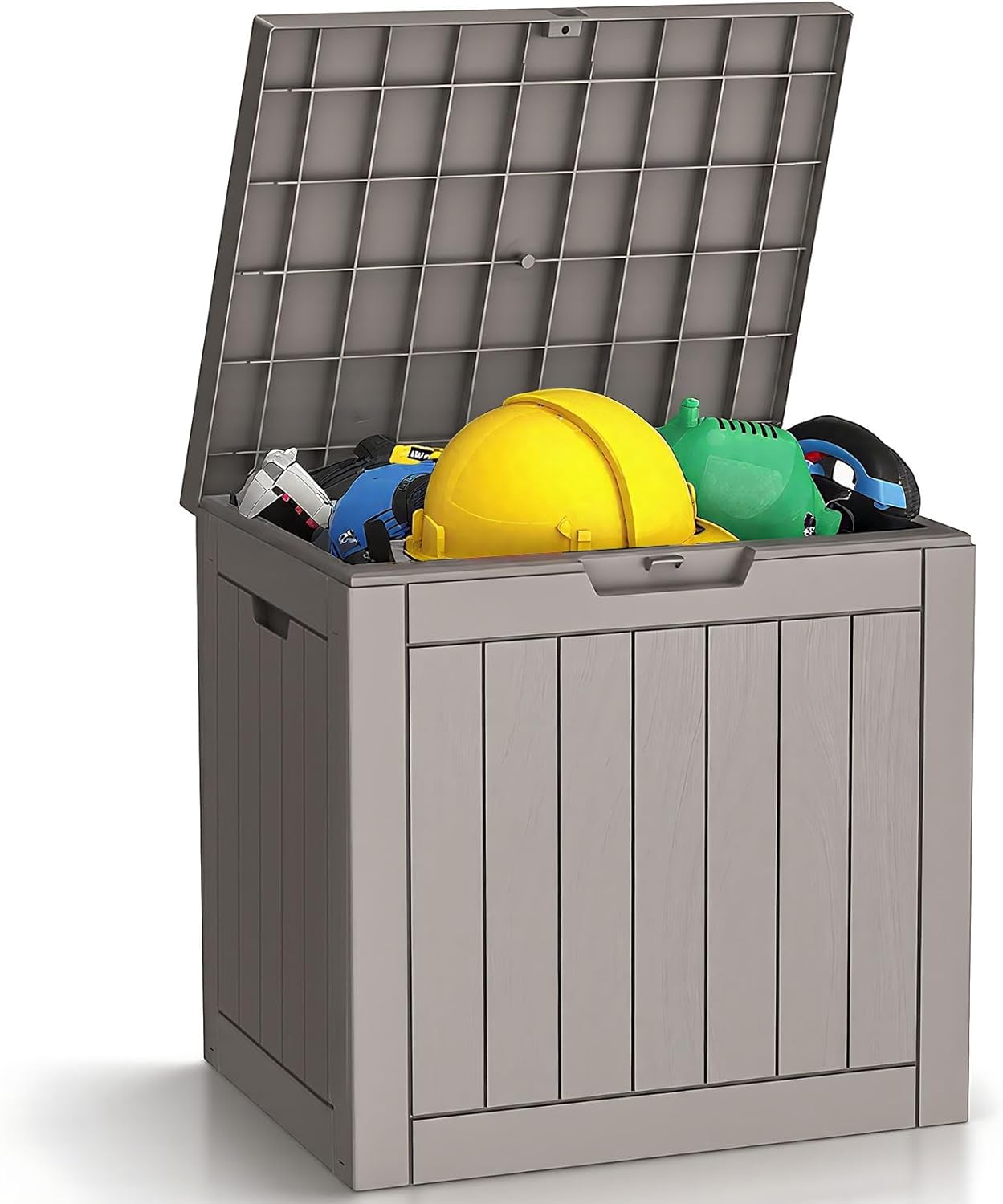 31 Gallon Outdoor Storage Box - Waterproof Resin Deck Box for Indoor & Outdoor Use, Lockable & UV Resistant Storage Bin for Package Delivery, Patio Cushions, Gardening Tools - Grey