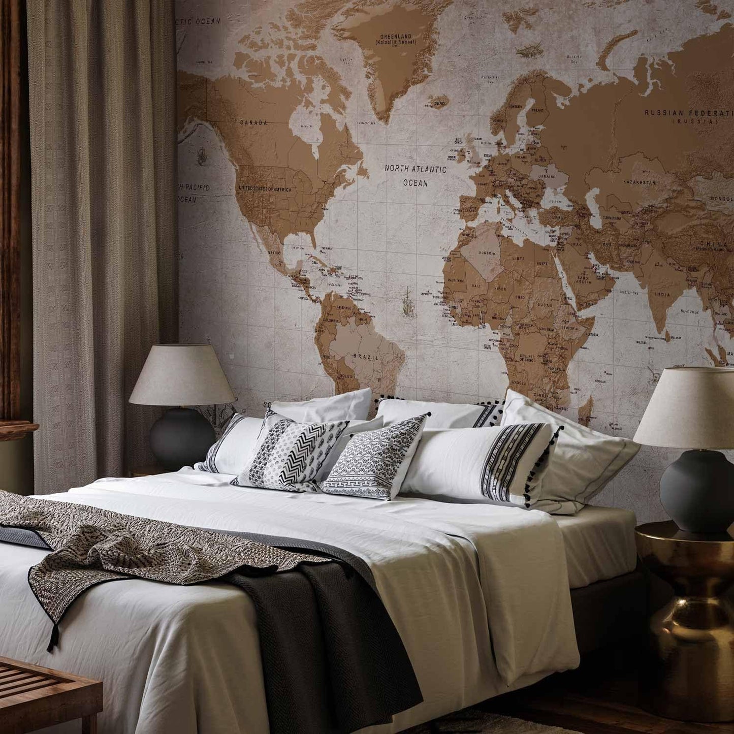 artgeist Wall Mural World Map 77x55 in - XXL Peel and Stick Self-Adhesive Wallpaper Removable Large Sticker Foil Wall Decor Print Picture Image Design Map of The World k-A-0108-a-a