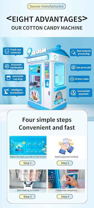 Commercial Ice Cream Vending Machine, Automatic Ice Cream Machine for Self Service Sales, Ice Cream Dispenser for Indoor and Outdoor Use
