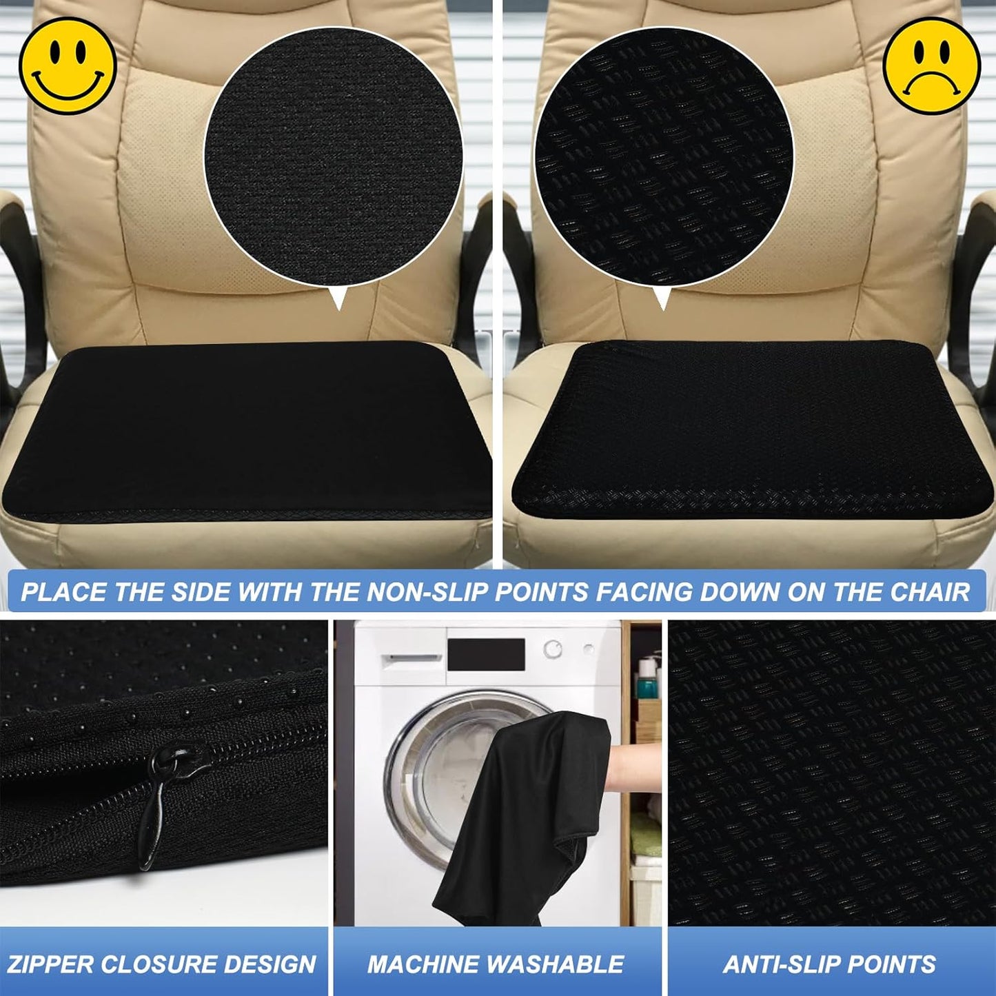 Gel Seat Cushion for Long Sitting-Two Sizes Gel Cushion(Thick＆Large)19"x17.5"x2.8"/38"x17.5"x1.4"(Fold/Expand), Pressure Relief Cushion for Office Chair, Egg Cushions for Wheelchair, Gel Pad for Car
