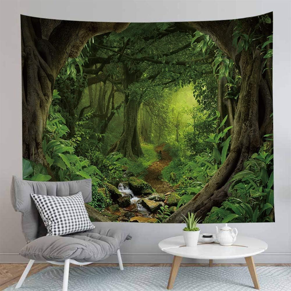 FENDROM Green Misty Forest Tapestry Wall Hanging Nature Landscape Tapestry Sunshine Through Tree Tapestries for Bedroom Living Room Dorm Decor