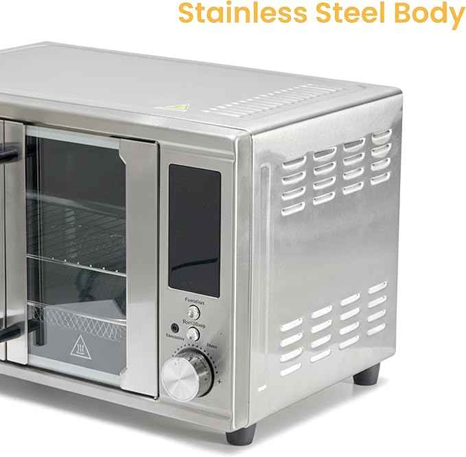 Simple Deluxe 29.6QT Dual Door Air Fryer Toaster Oven Combo with Smart Probe, 12-in-1 Smart Air Fryer Oven, 450°F, Stainless Steel