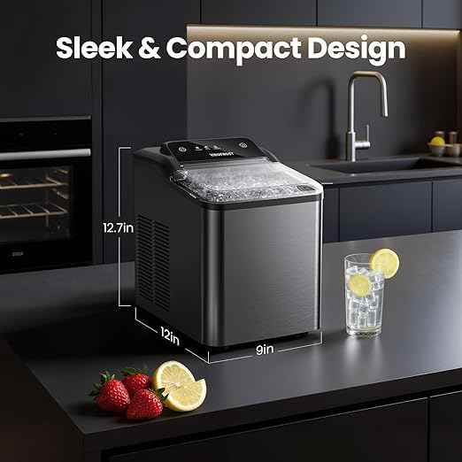VIBOFROST Nugget Ice Maker Countertop, Fast 35lbs/24H Sonic Pebble Ice Machine, Self-Cleaning Anti-Scale System, Stainless Steel Portable Ice Maker for Home, Kitchen, RV, 10 Cleaning Packets