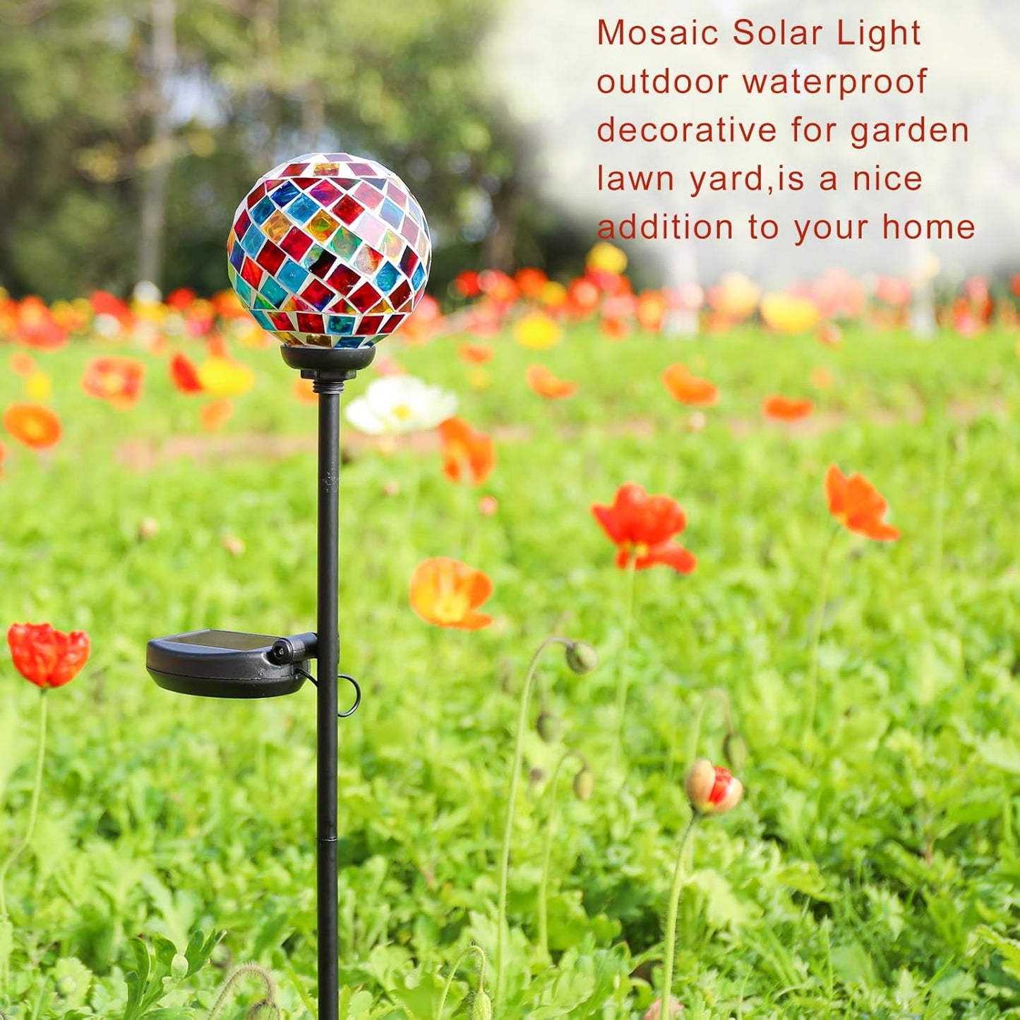 VCUTEKA Solar Garden Lights - Mosaic Solar Lights Outdoor Decor Pathway Light Waterpoof LED Stake Light for Landscape Lawn Patio