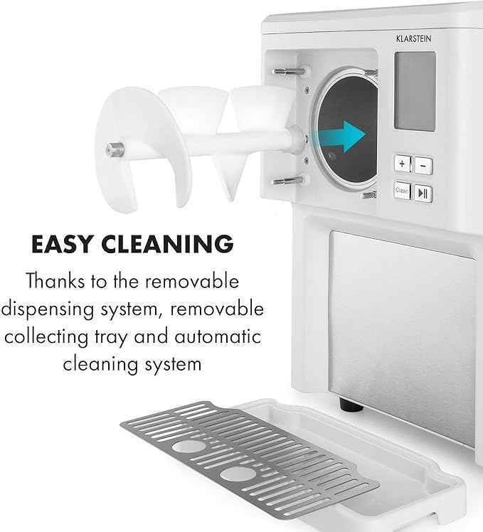 Klarstein - Ice cream machine 1.5 l - Thermal compressor - 200 W - Expenditure system - 3 hours automatic cooling - Automatic cleaning system - Stainless steel White.