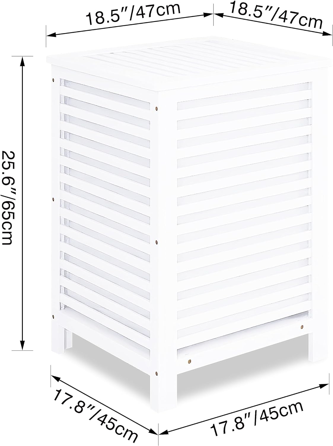 SMIBUY Double Laundry Hamper with Lid, 120L Bamboo Laundry Basket with Removable Liner Bag, 2-Section Clothes Divider Laundry Sorter for Laundry Room, Bathroom, Bedroom (White)