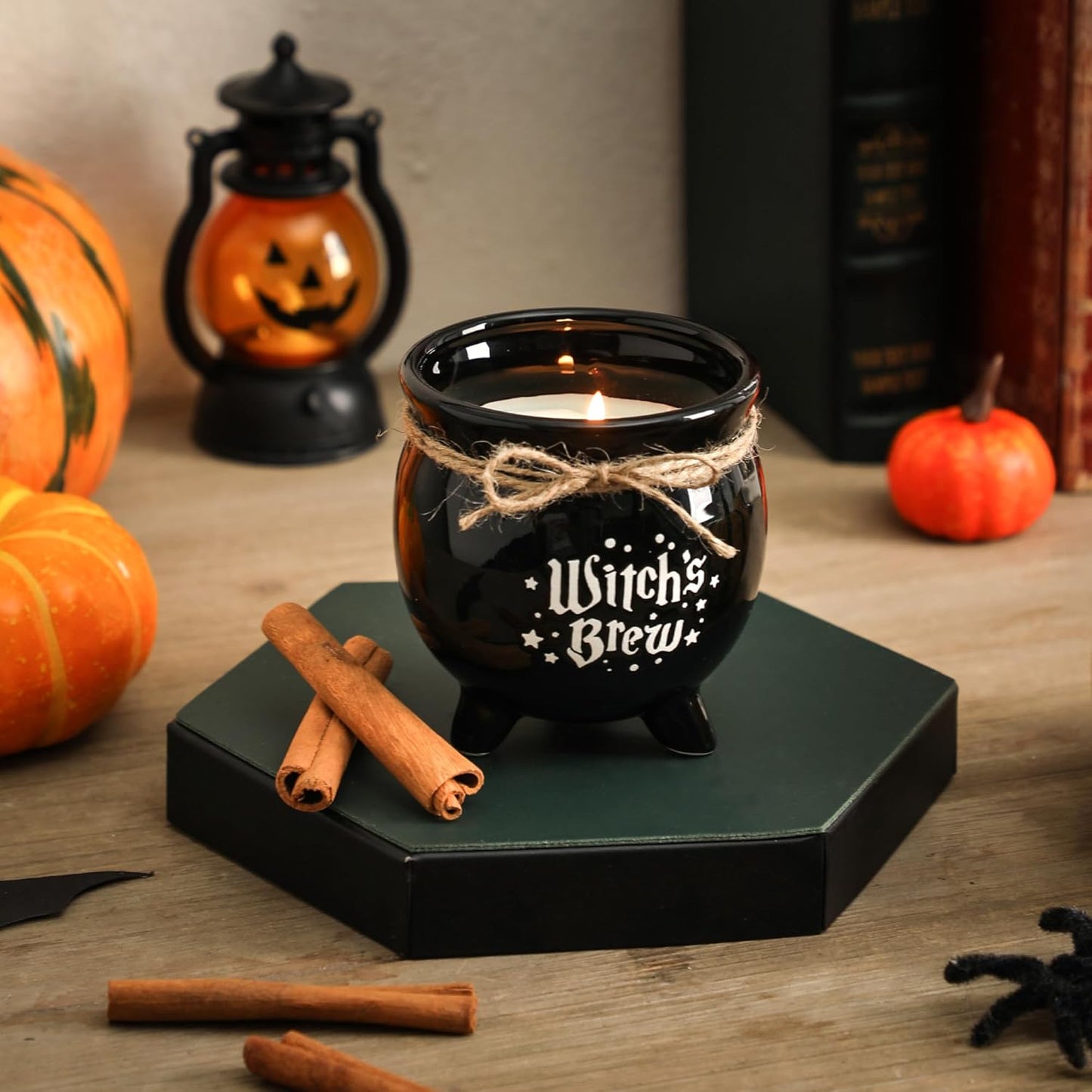 Halloween Candle,Witch Cauldron Candles with Ghost,Pumpkin Scented Candle for Spooky Halloween Decor,Gothic Witch Décor Decorations