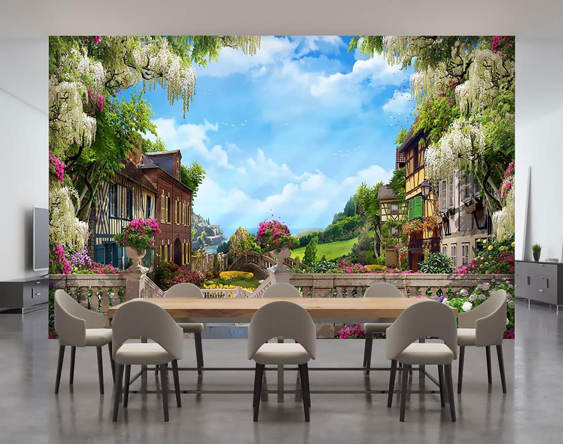 Wall Murals for Bedroom Venice Garden Large Mural Wallpaper Wall Stickers 195''x120''(Not Self-Adhesive)