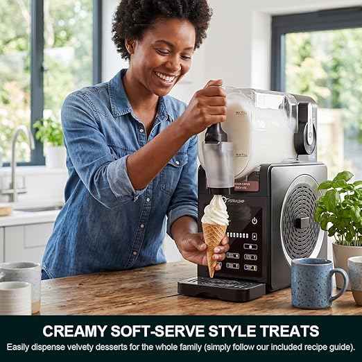 Slushie Machine with Soft Serve Ice Cream Mode, Slushy Maker for Home Frozen Drink Maker with 7 Presets, Auto Rinse, Low-Sugar & Alcohol Alerts – For Slush, Milkshakes, Margaritas & Frappés