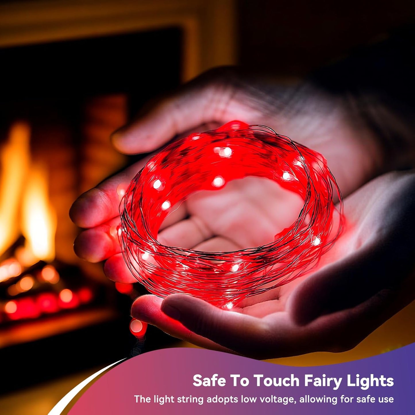 4 Pack 60LED Christmas Fairy Lights Battery Operated - 20FT Twinkle Lights with 2 Lighting Modes Indoor Outdoor, Waterproof Led Fairy String Lights for Bedroom, Wedding, Dorm, DIY Decor, Red