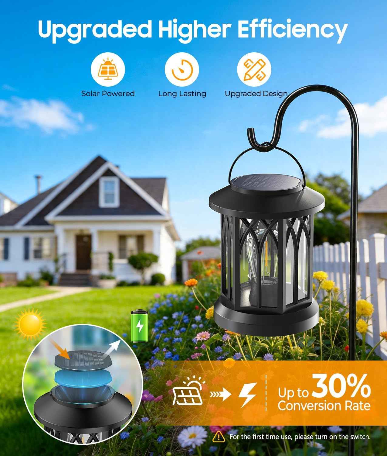Solar Lanterns Outdoor Waterproof 4 Pack, Upgraded Solar Lantern Outdoor Lights with Wall Mount Kit, Hanging Solar Lights for Outside Decorative Patio Yard Path Porch Garden Decor