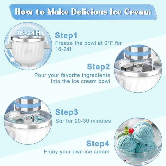 Jooke Latest Ice Cream Maker Attachment for KitchenAid Stand Mixer,Ice Cream Bowl Fit for 4.5QT/5QT/6QT Kitchen Aid Accessories and Attachments,Sorbet Gelato Maker,2QT for Kitchenaid Mixer Attachments