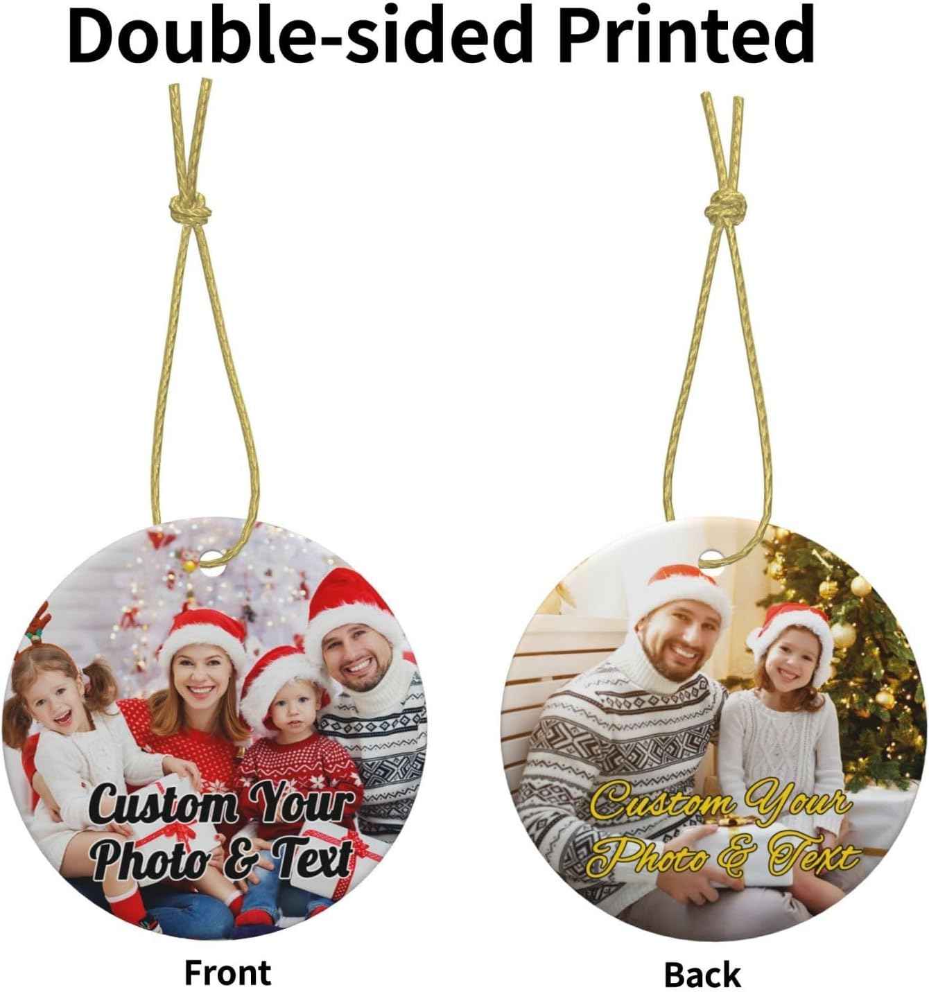 Personalized Christmas Photo Ornaments 2025 Custom Picture Text Hanging Ornament, Double-Sided Customized Ornaments for Christmas Tree Decoration, Couples, Family, Kids, Friends