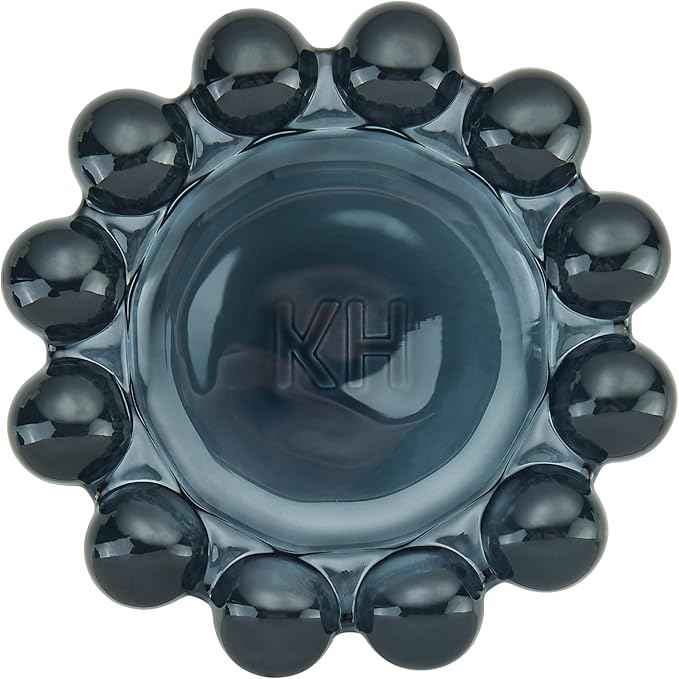 khtumeware Black Bubble Glass Candle Dish – Modern Clear Glass Candle Holder for Tealights & Diffusers, Decorative Tray for Home & Tabletop Decor（2 Pack）
