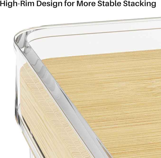 3 Set Pantry Organizer and Stackable Storage Kitchen,Sturdy and Durable Storage Basket for Potato, Onion, Garlic, Fruit, Vegetable, Produce, Clear Plastic Storage with Lid&Handle