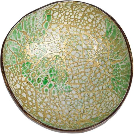 ChezMax Natural Coconut & Mother of Pearl Inlaid Shell Key & Storage Bowl for Entryway Table, Nuts, Fruits & Dry Snack Storage, Round Handcrafted Decoration Bowl