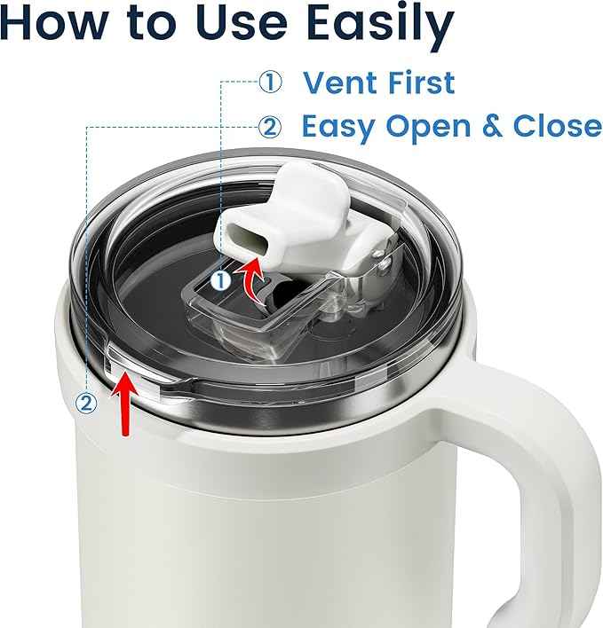 For Iced Coffee & Smoothies – Never Drink from a Moldy Lid Again: 20oz Hygienic Tumbler, 100% Leakproof Lid & Removable Foldable Spout. Reinforced Base, Fits Cup Holders - Cream