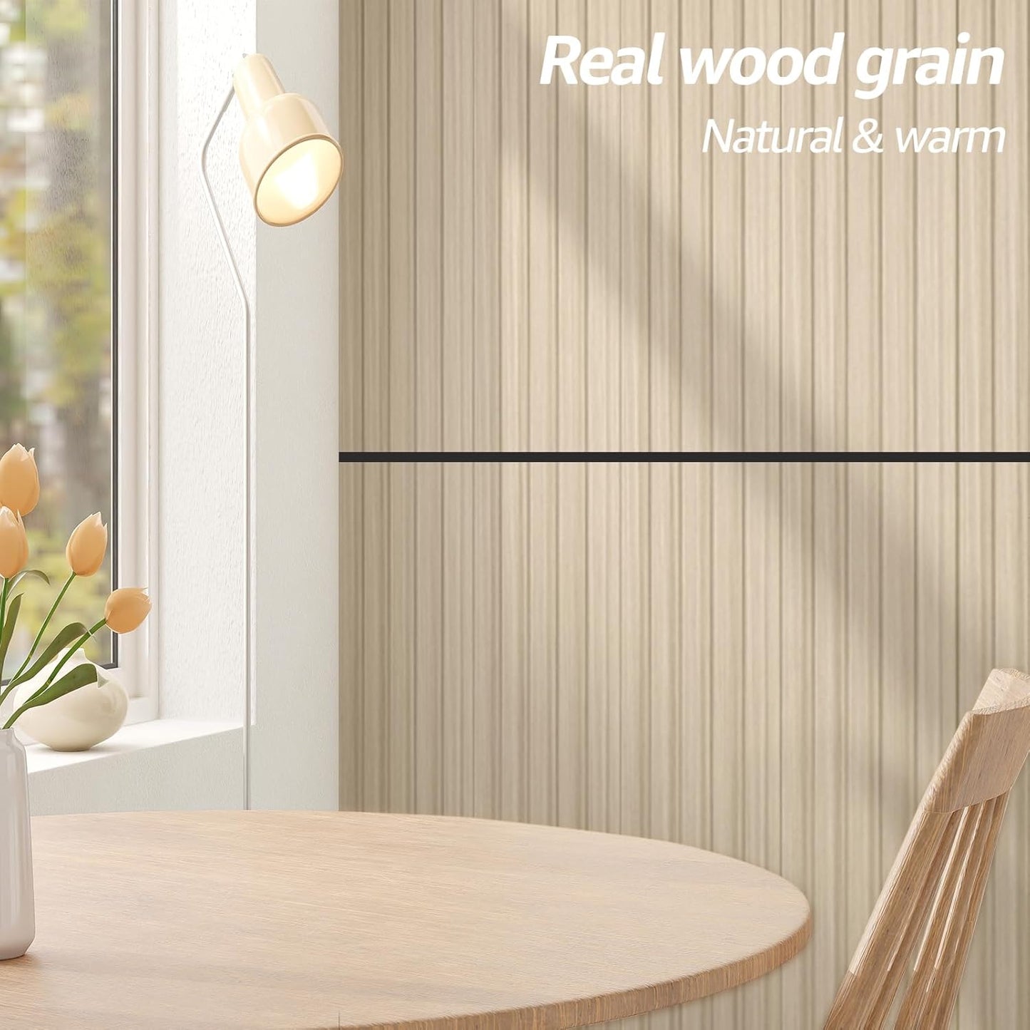 Art3d WPC Wainscoting Panels, 16-Pack 48 x 6 Inch 3D Wall Accents for Interior Wall Decor, Living Room, Bedroom, Oak