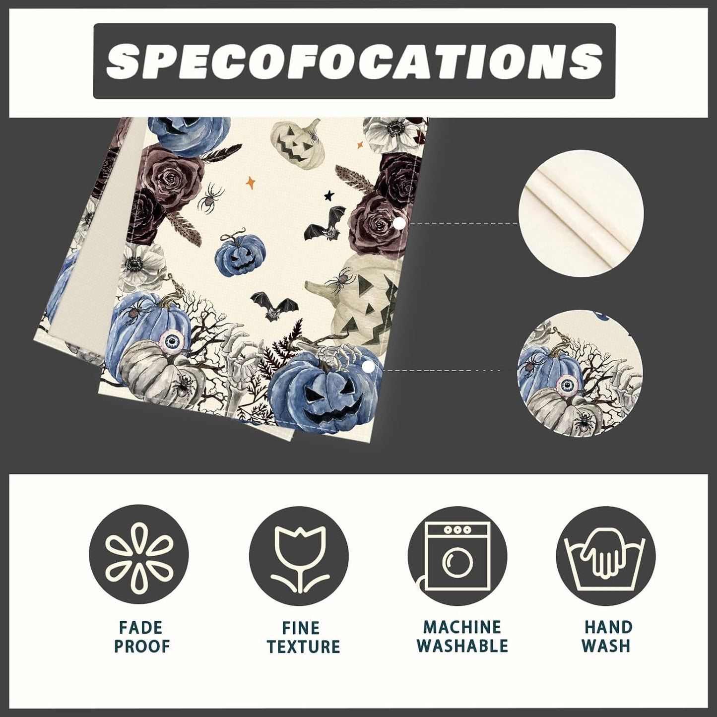 XCHI Spooky Blue Pumpkin Halloween Table Runner Party Table Decoration for Home Kitchen Dining Holiday Decor 13x90 Inch