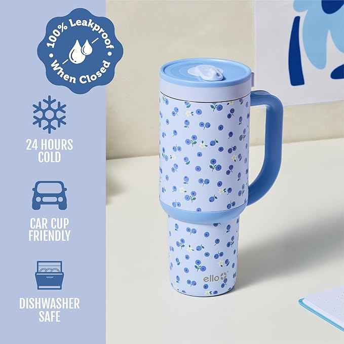 Ello Oasis 30oz Stainless Steel Tumbler - Blueberries