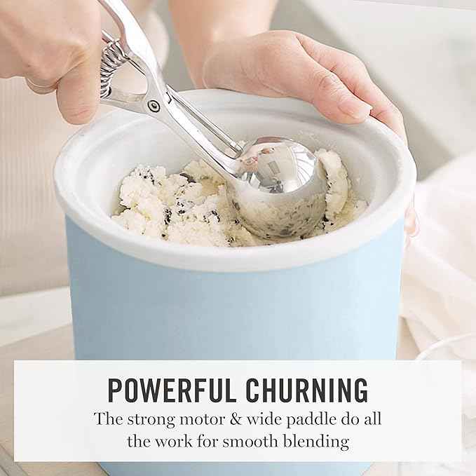 Martha Stewart Ice Cream Maker, 2 Quart Double-Insulated Freezer Bowl, Sorbet & Frozen Yogurt, Ready in 20 Minutes, Mix-Ins Chute, Easy to Clean, Sky Blue