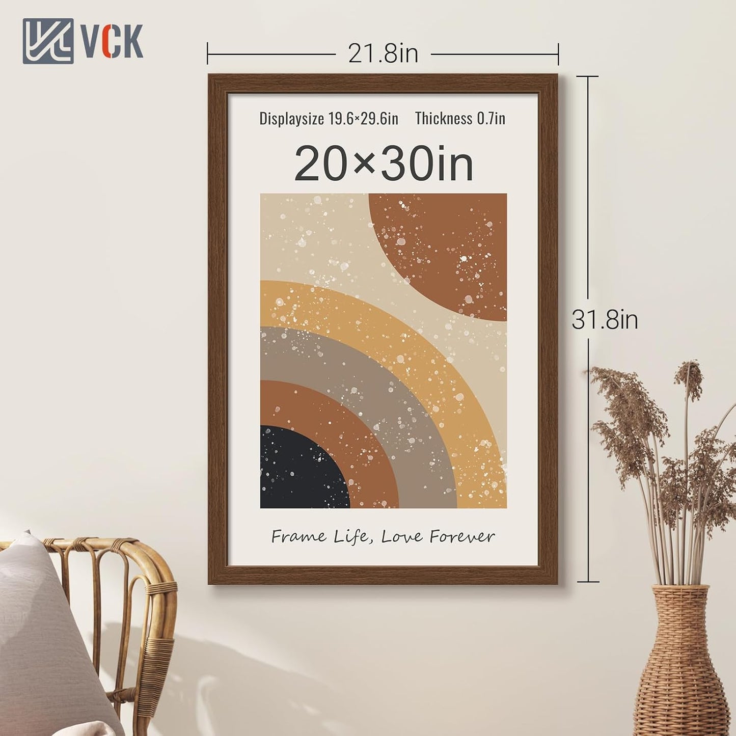 VCK 20x30 Brown Poster Frame 3 Pack, Wood Picture Frame with Exclusive Wood Grain, Wall Mounting Hanging