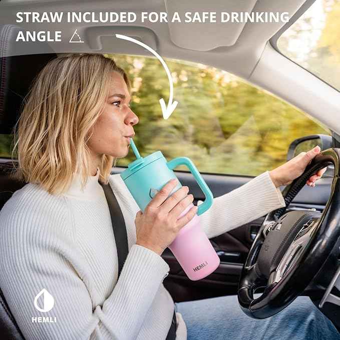40 Oz Tumbler with Handle and Straw, Insulated Stainless Steel Tumbler with Leakproof 2-in-1 Lid, Reusable and Portable Water and Coffee Travel Mug