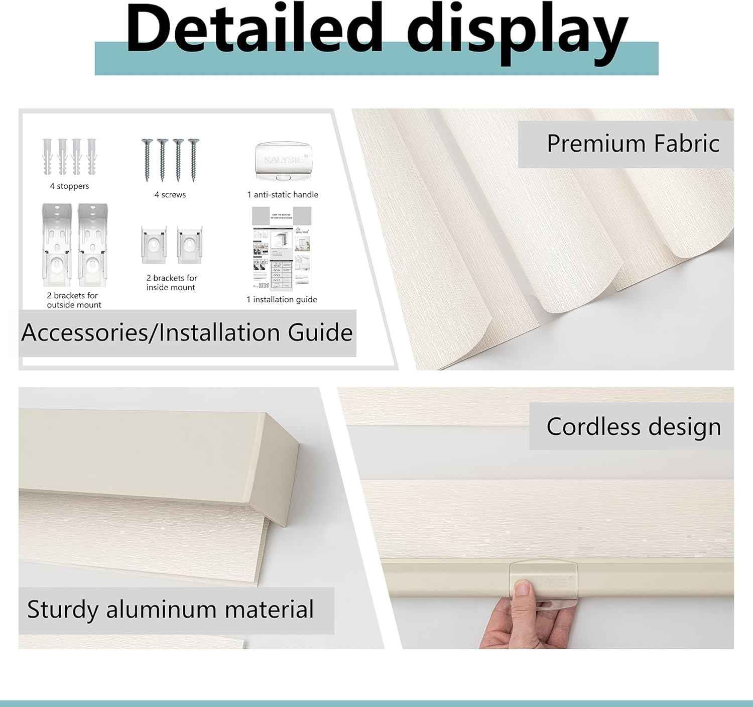 Cordless Zebra Blinds for Windows, Free-Stop Pull Down Roller Window Shades with Valance, Light Filtering Dual Layers Sheer Shades for Home and Office, Beige, 45" W x 72" H