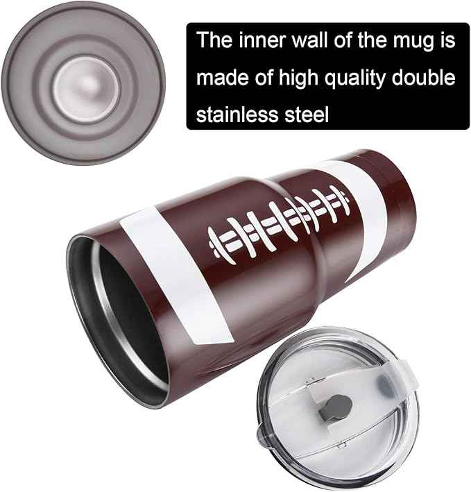 Joyclub 30oz Tumbler Stainless Steel Double Wall Vacuum Insulated Tumbler Cup Travel Mug with Lid, Straw and Cleaning Brush for Cold and Hot Drinks (Football)