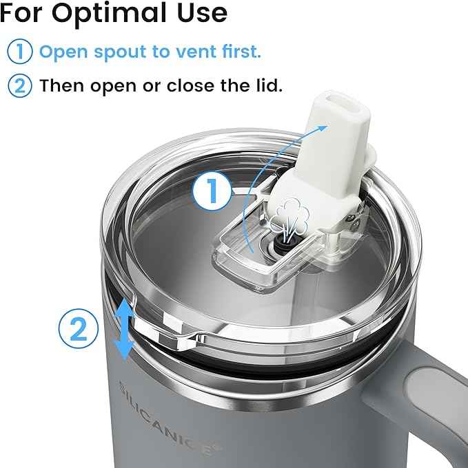 For Travel & Gym – Never Drink from a Moldy Lid Again: 40oz Hygienic Tumbler, 100% Leakproof Lid & Removable Foldable Spout. Reinforced Base, Fits Cup Holders - Gray