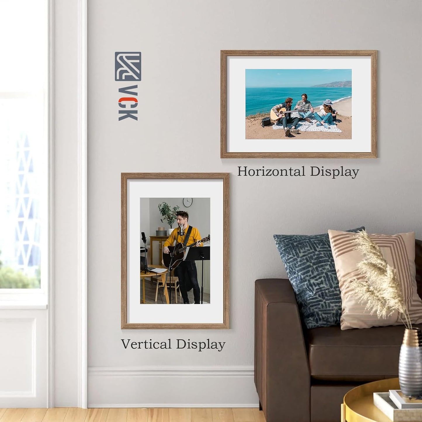 VCK 16x24 Poster Frame 2 Pack - Walnut, High-End Wood Picture Frames with Polished Plexiglass, Display 12x18 Photo with Mat or 16x24 without Mat, Art Gallery-Quality, Wall Hanging